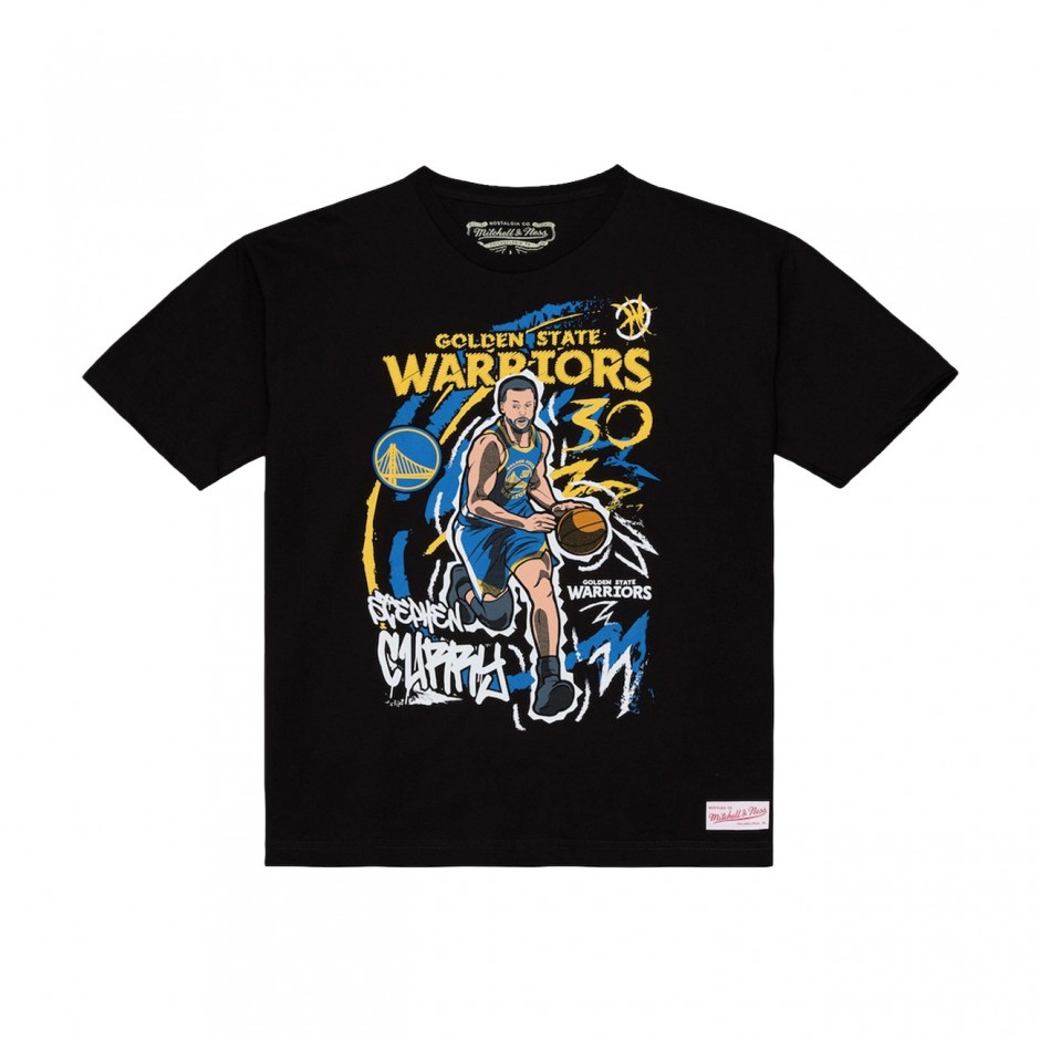 Men's NBA T-Shirt Black - Mitchell & Ness Stephen Curry Golden State Warriors Chalked Up
