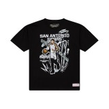 Men's NBA T-Shirt Black - Mitchell & Ness Victor Wembanyama San Antonio Spurs Chalked Up Image 