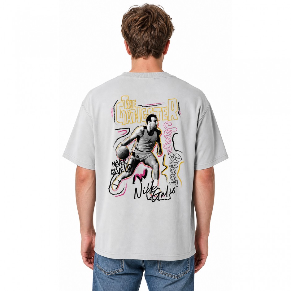 Men's T-Shirt Grey - Nick Galis 'Never Give Up'