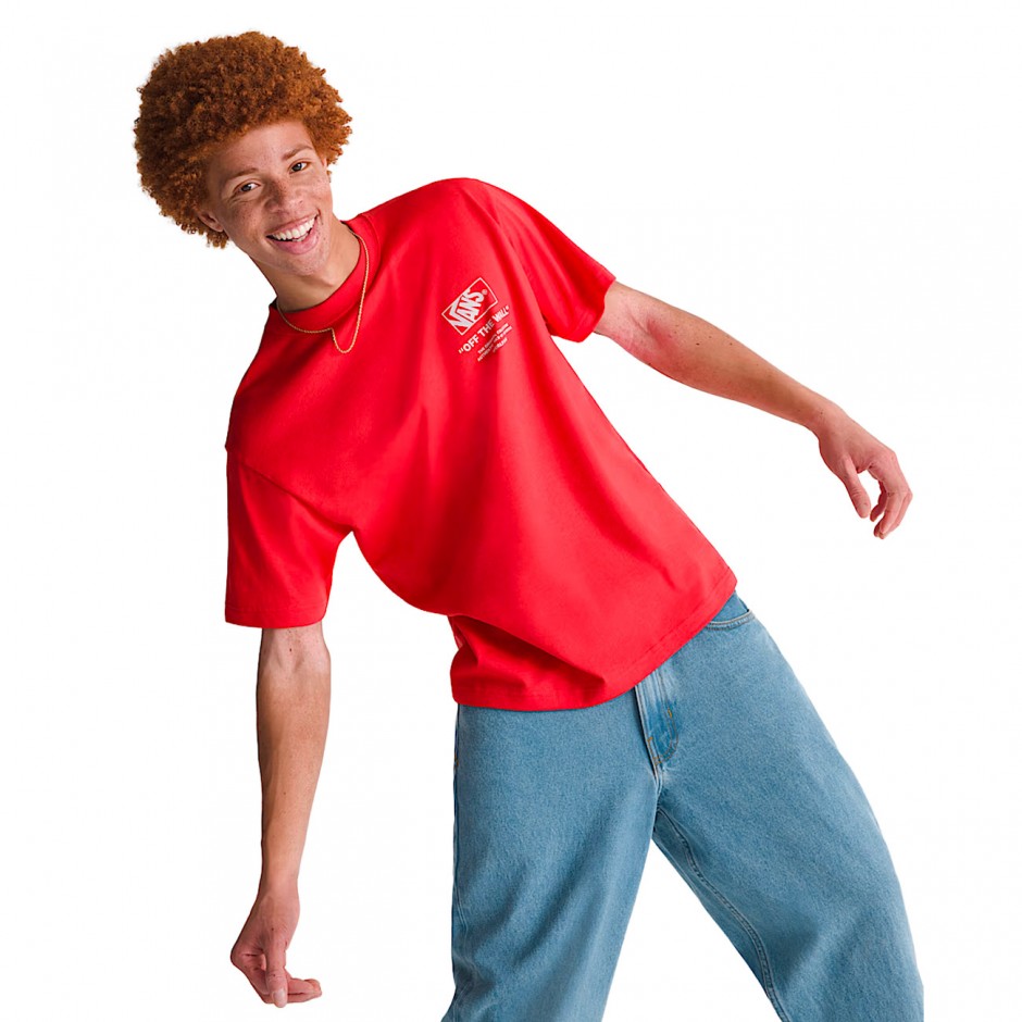 Men's T-Shirt Crimson - Vans Stacked Hi 