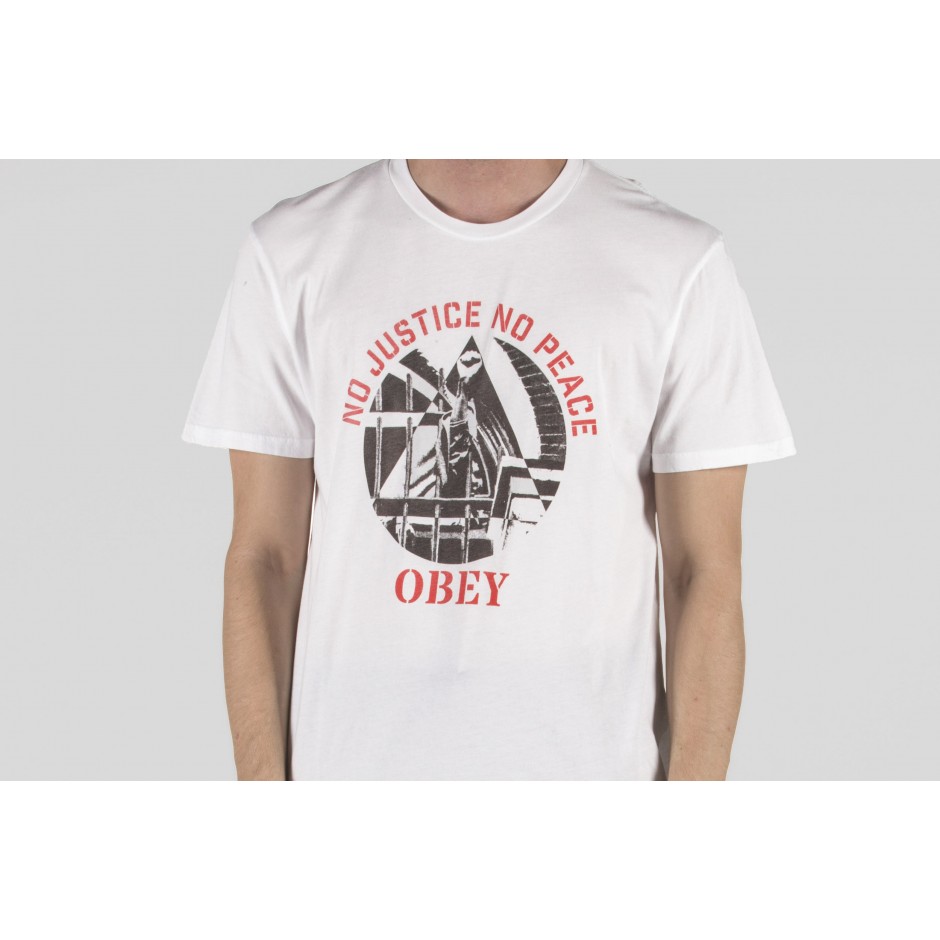 OBEY NO JUSTICE NO PEACE FIST SUPERIOR TEE 221190012-WHITE Λευκό