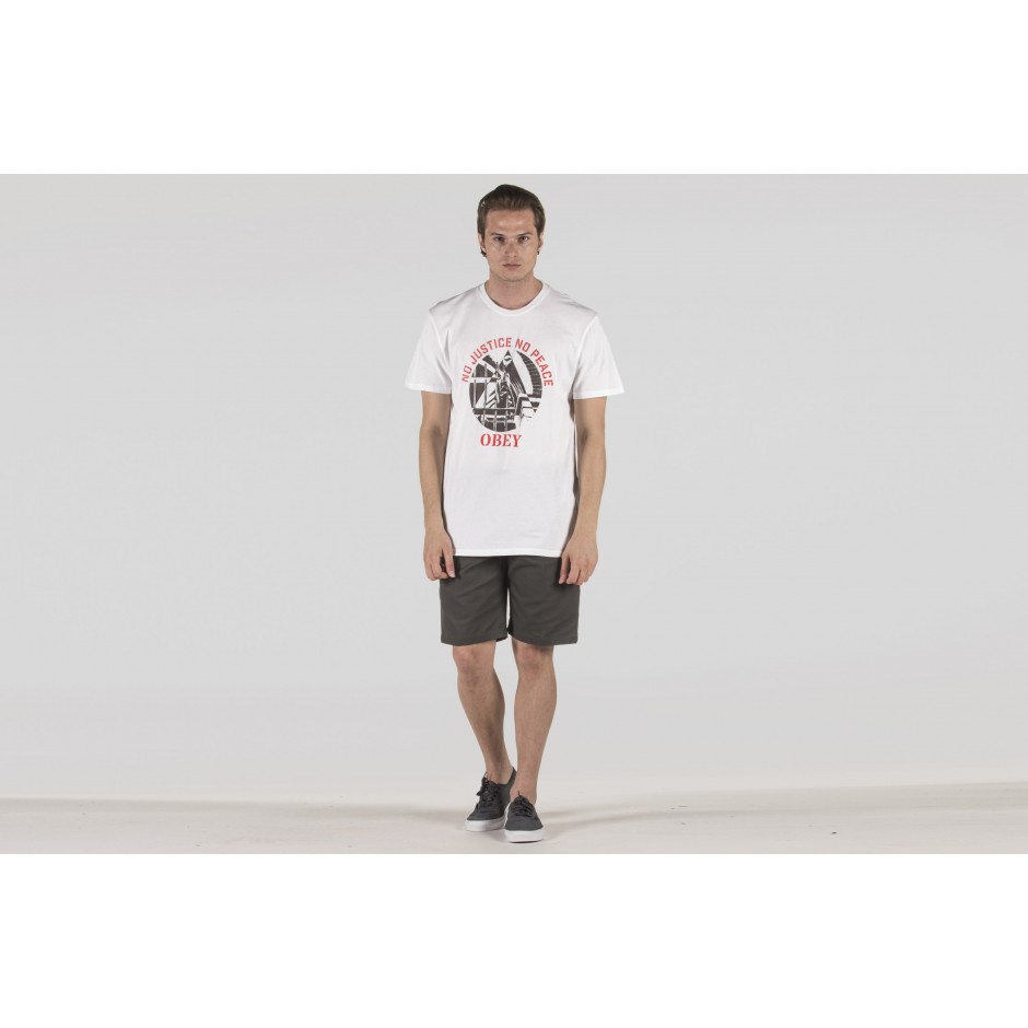 OBEY NO JUSTICE NO PEACE FIST SUPERIOR TEE 221190012-WHITE Λευκό
