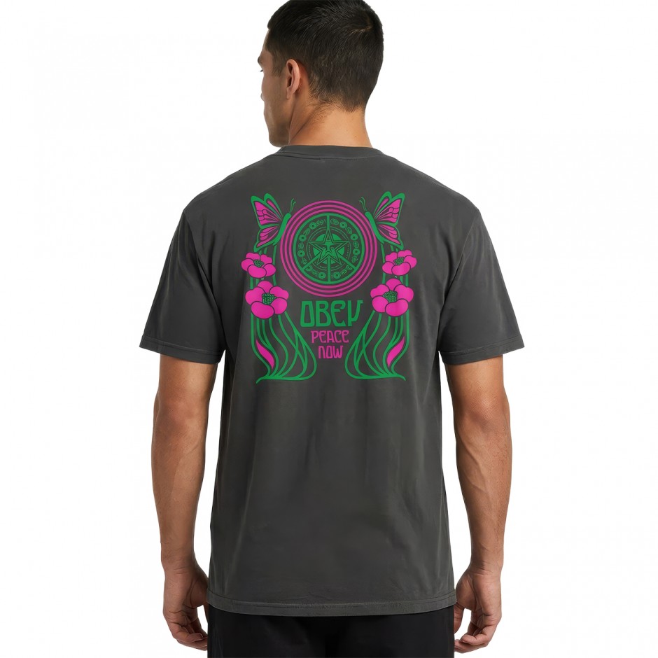 Ανδρικό T-Shirt Μαύρο - Obey Peace Now Butterflies