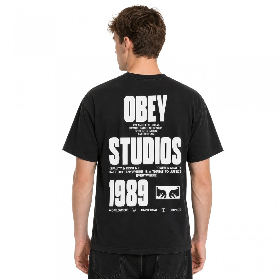 Ανδρικό T-Shirt Μαύρο - Obey Stamped Pigment