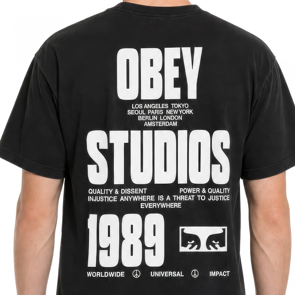 Ανδρικό T-Shirt Μαύρο - Obey Stamped Pigment