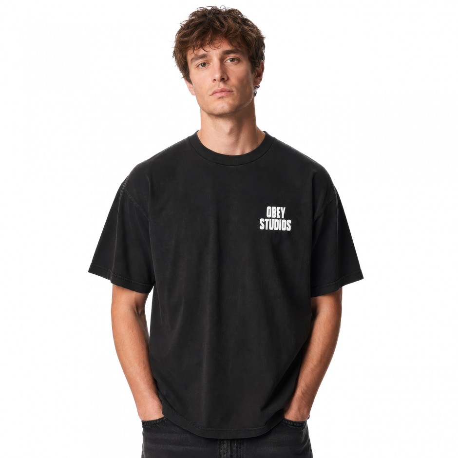 Ανδρικό T-Shirt Μαύρο - Obey Stamped Pigment