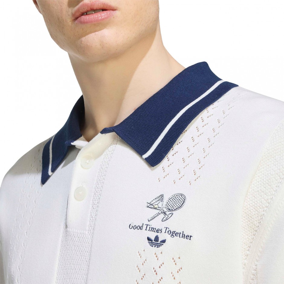 Men's Polo T-Shirt Ecru - adidas Originals Polo Sweater