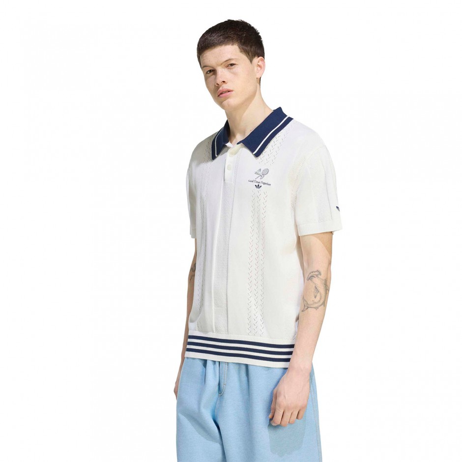Men's Polo T-Shirt Ecru - adidas Originals Polo Sweater