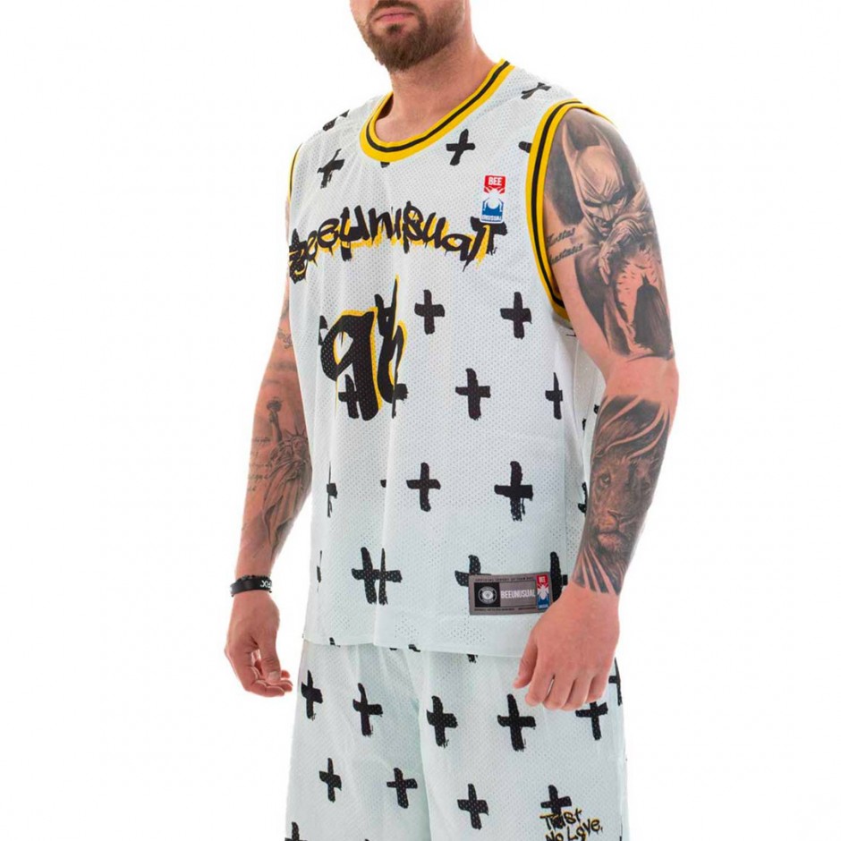 BEE UNUSUAL "TRUST NO LOVE 96" BASKETBALL JERSEY TOP AT-232403-WHITE White