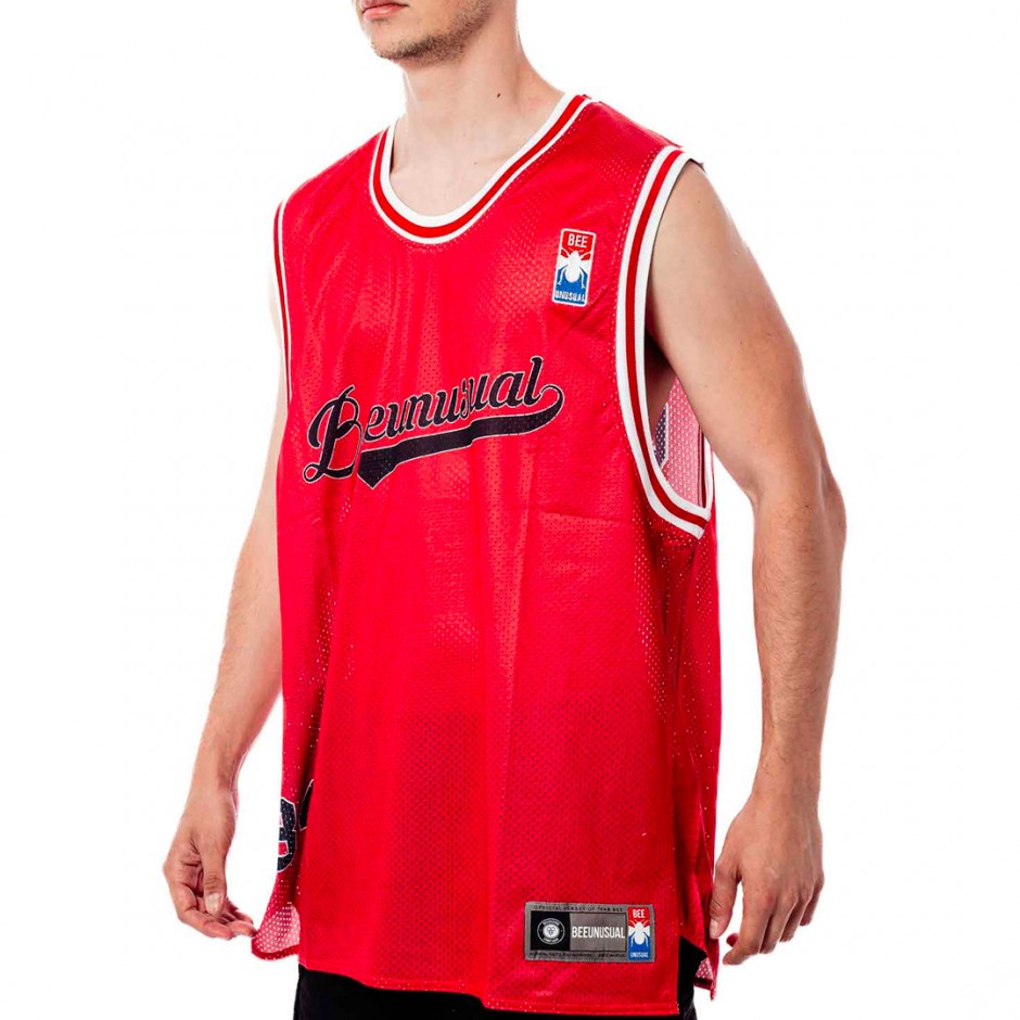 BEE UNUSUAL MESH TANK TOP AT-249007-RED Red