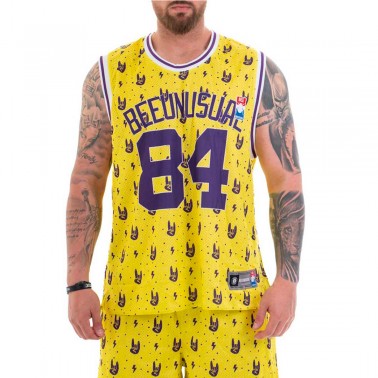 BEE UNUSUAL "THIS BEE IS ALWAYS HIGH" BASKETBALL JERSEY TOP AT-232405-YELLOW Yellow