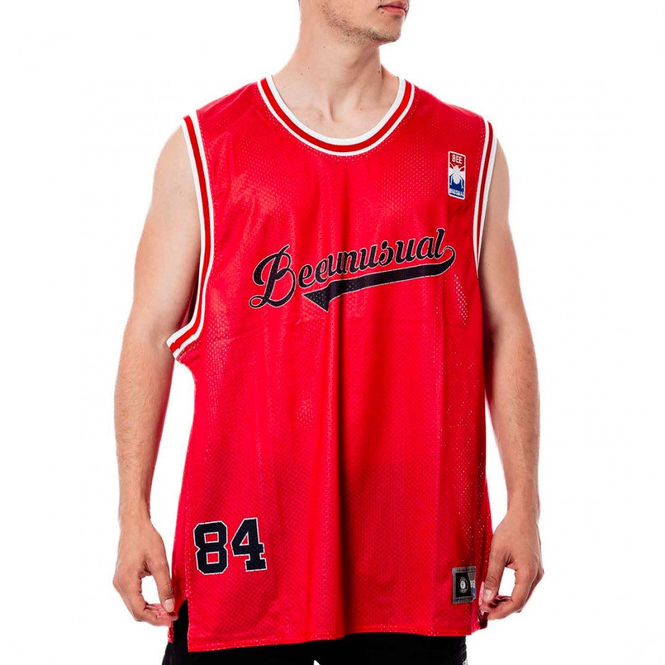 BEE UNUSUAL MESH TANK TOP AT-249007-RED Red