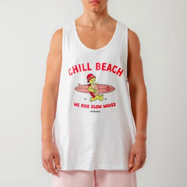 BEE UNUSUAL SLOW WAVES TANK TOP AT-251363-WHITE White