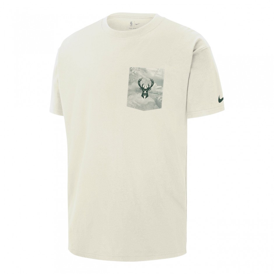 Ανδρικό T-Shirt NBA Εκρού - Nike Milwaukee Bucks Courtside Max90