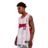 BEE UNUSUAL BASKETBALL RETRO JERSEY TANK AT-259013-WHITE/RED White Image 1