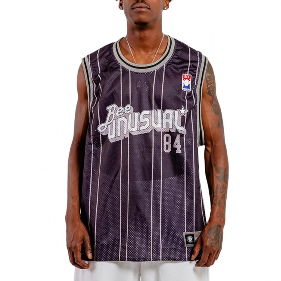 BEE UNUSUAL BASKETBALL RETRO JERSEY TANK AT-259014-BLACK/GREY Black