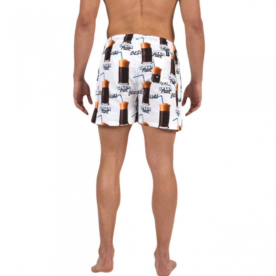 Men's Swim Shorts White - Bee Unusual 'Greek Fuel' 