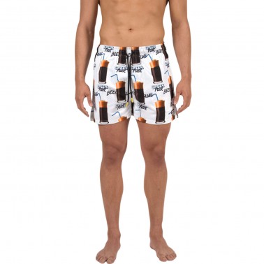 Men's Swim Shorts White - Bee Unusual 'Greek Fuel' 