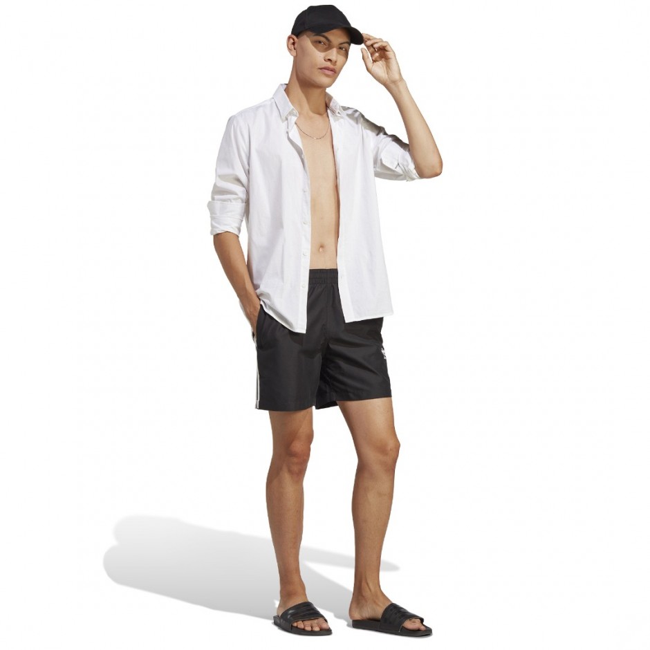 adidas ORIGINALS ADICOLOR 3-STRIPES SWIM SHORTS Μαύρο
