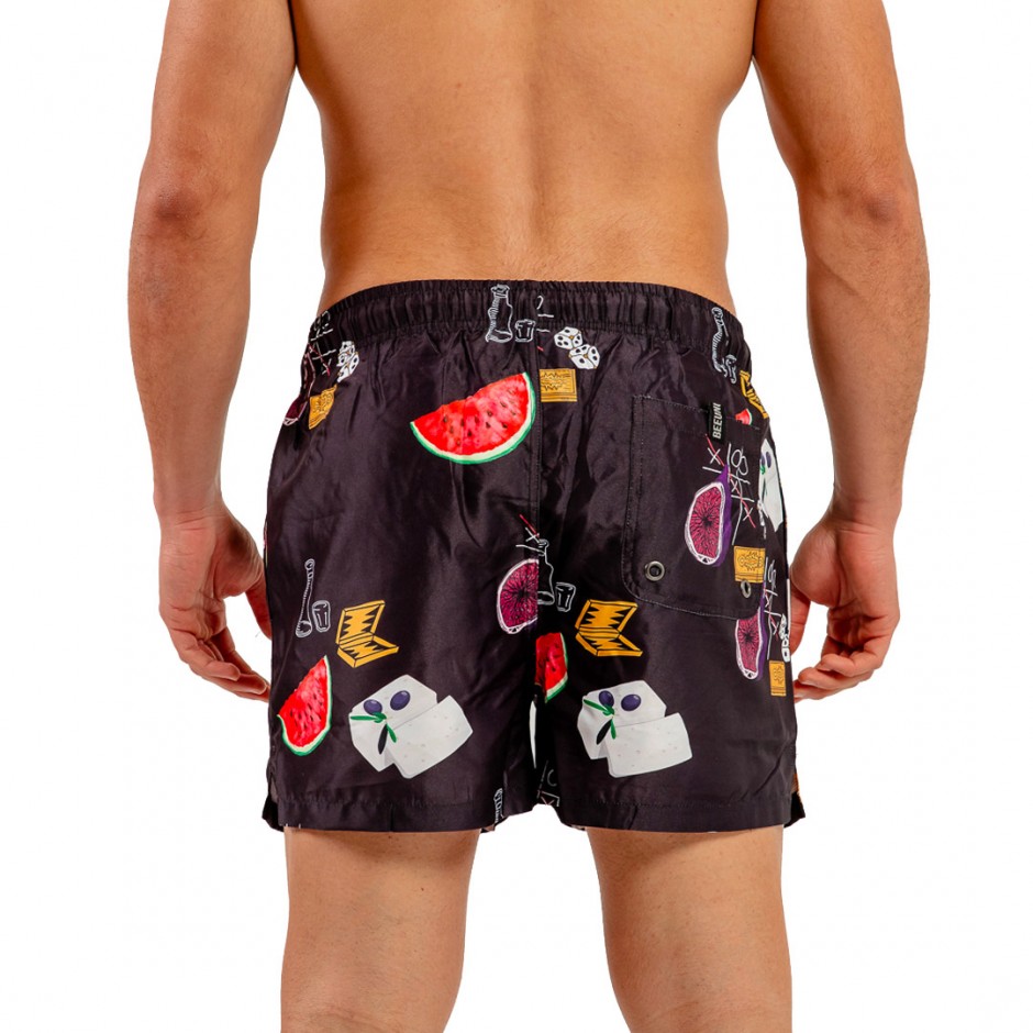 BEE UNUSUAL FETA WATERMELON SWIM SHORTS BS-251252-BLACK Black