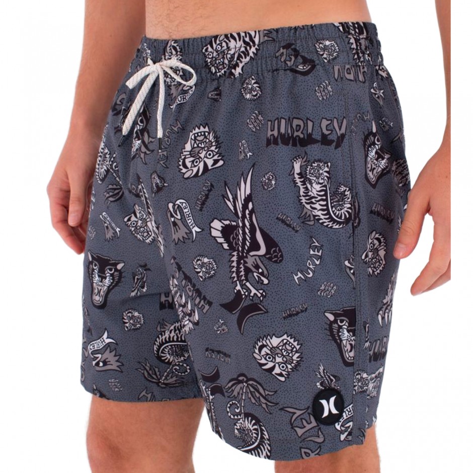 Men's Swim Shorts Black - Hurley Volley Flex Art 
