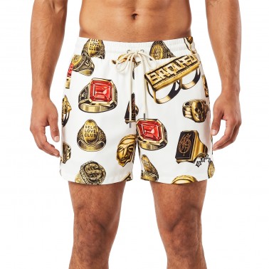 Men's Swim Shorts Ecru - Grimey The Og Tour