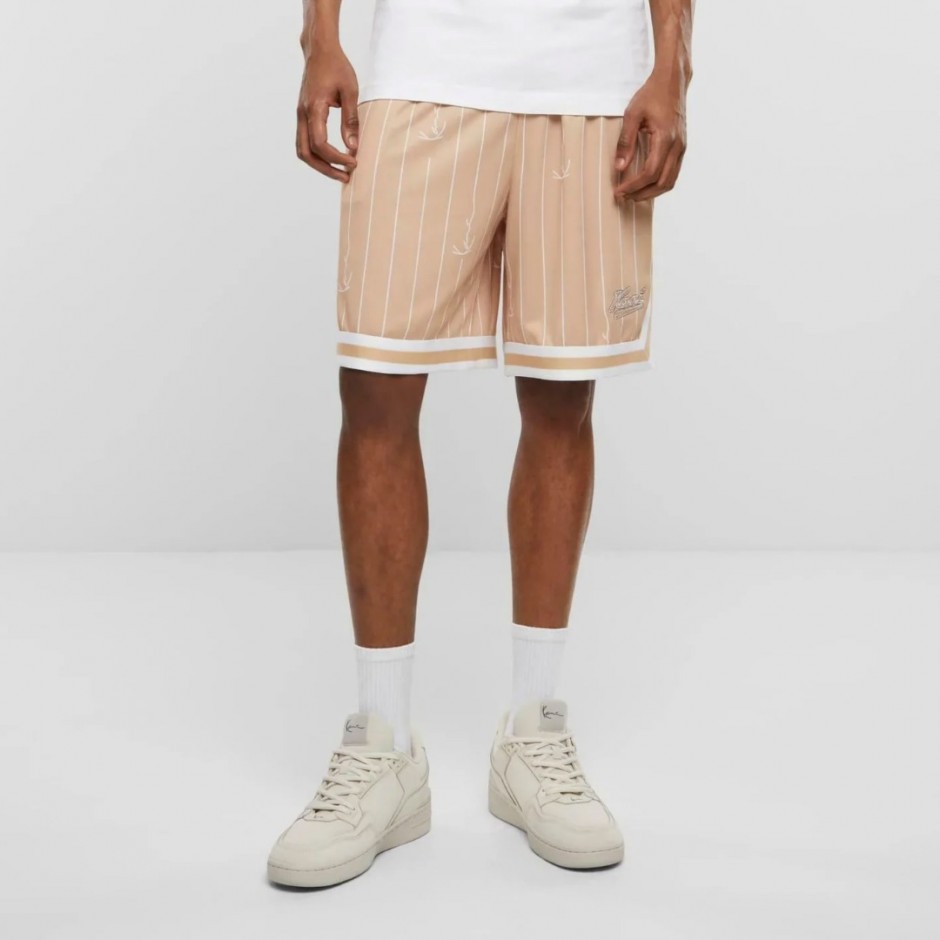 Ανδρική Βερμούδα Μπεζ - Karl Kani Small Varsity Logo Pinstripe