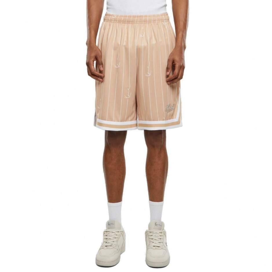 Ανδρική Βερμούδα Μπεζ - Karl Kani Small Varsity Logo Pinstripe