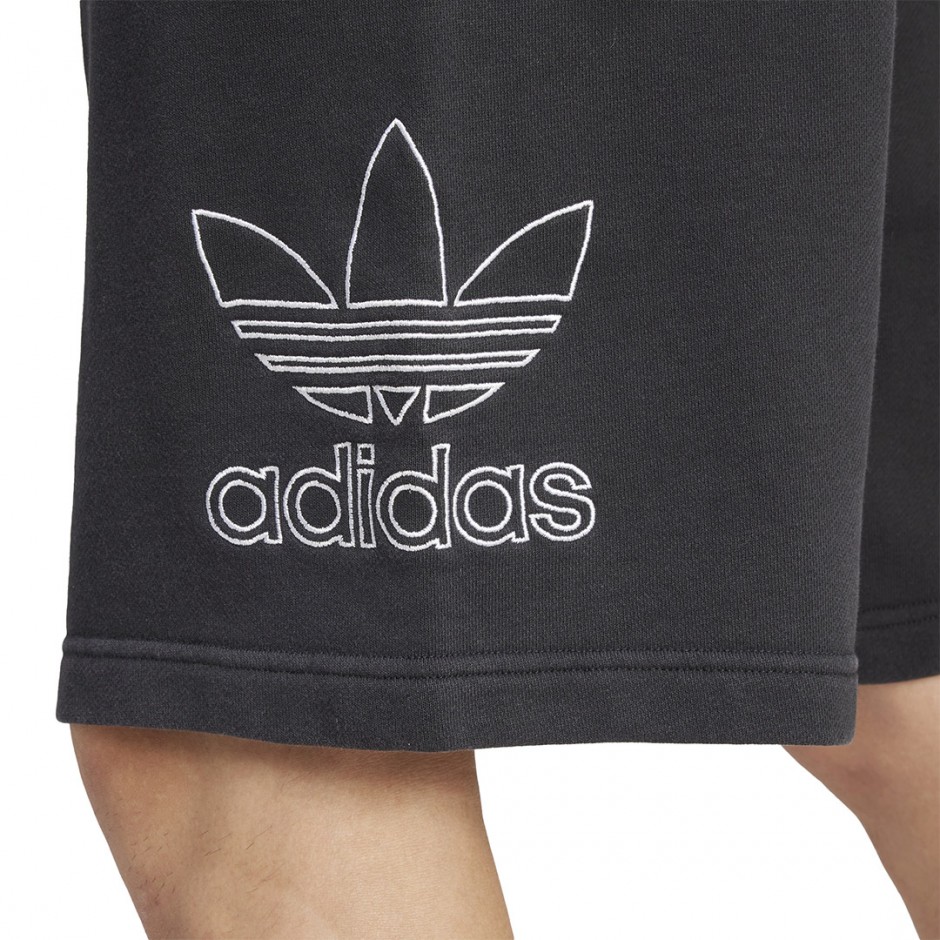 Ανδρικό Βερμούδα Μαύρη - adidas Originals Adicolor Outline Trefoil