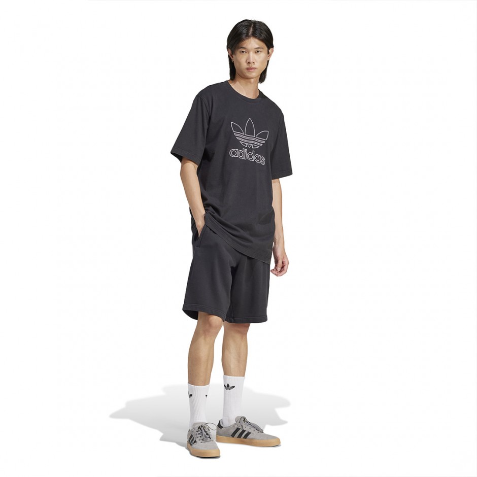Ανδρικό Βερμούδα Μαύρη - adidas Originals Adicolor Outline Trefoil
