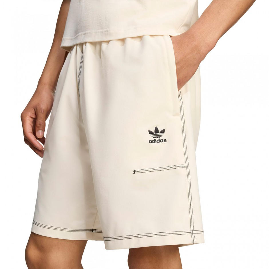 Ανδρική Βερμούδα Εκρού - adidas Originals Trefoil Essentials