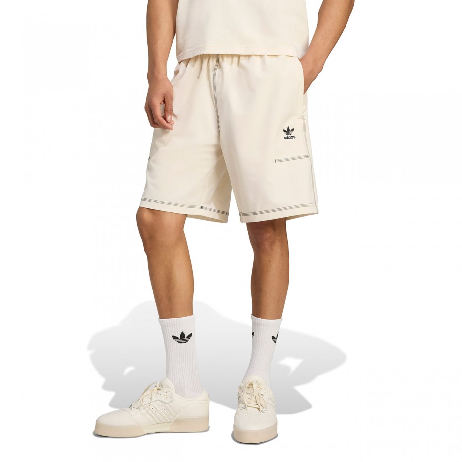 Ανδρική Βερμούδα Εκρού - adidas Originals Trefoil Essentials