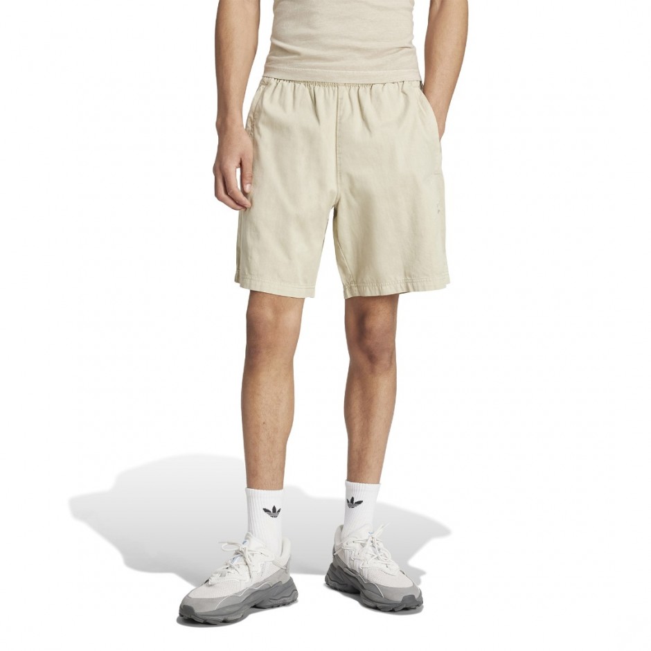 Ανδρική Βερμούδα Εκρού - adidas Originals Trefoil Essentials+ Dye Woven