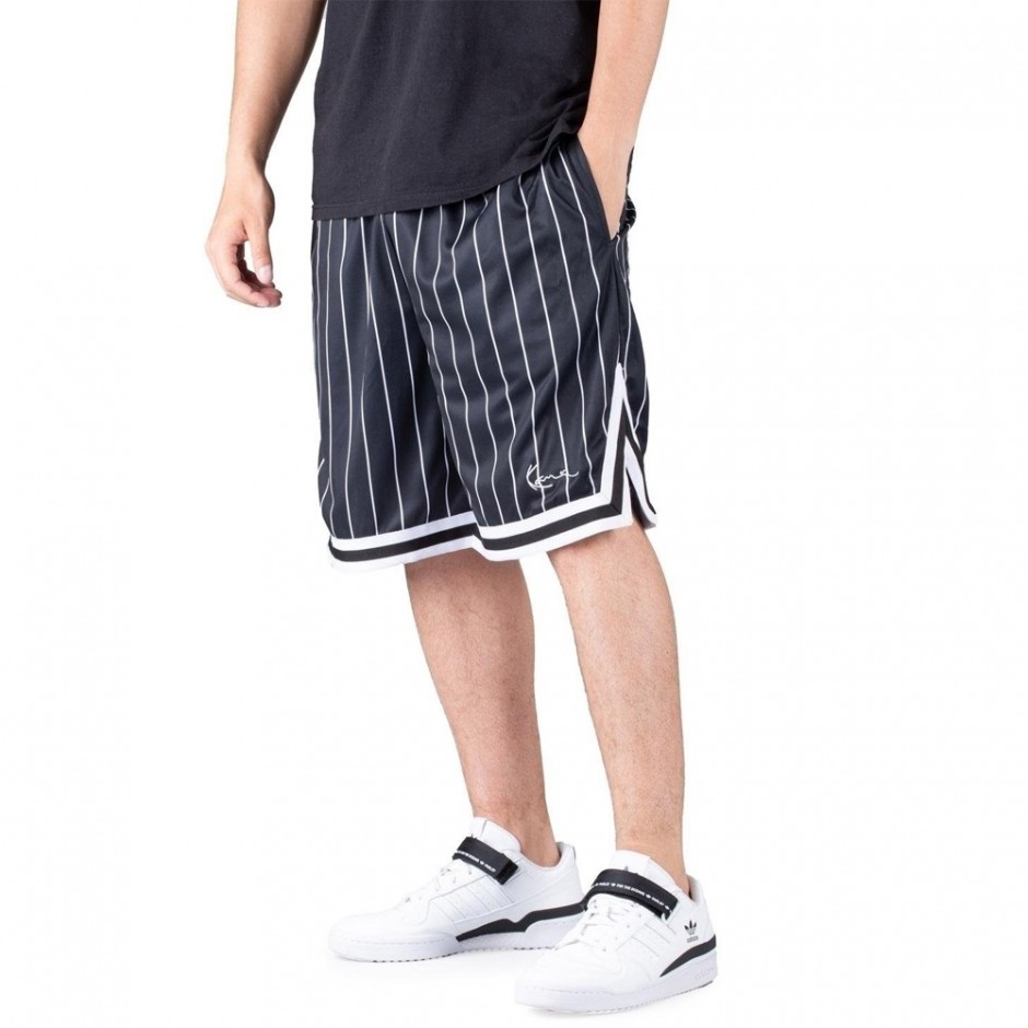 KARL KANI SMALL SIGNATURE PINSTRIPE MESH SHORTS Μαύρο