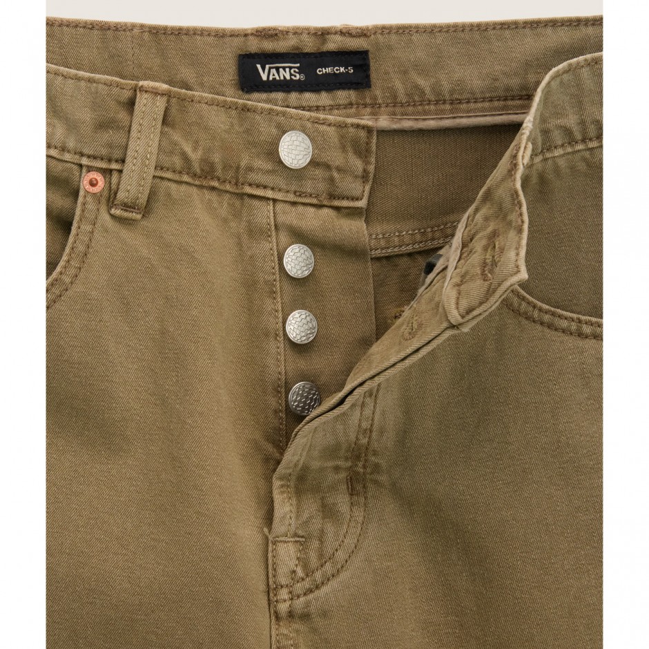 Men's Denim Shorts Κhaki - Vans Premium Check-5 Baggy Denim 