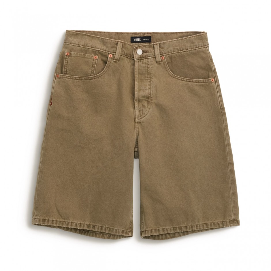 Men's Denim Shorts Κhaki - Vans Premium Check-5 Baggy Denim 