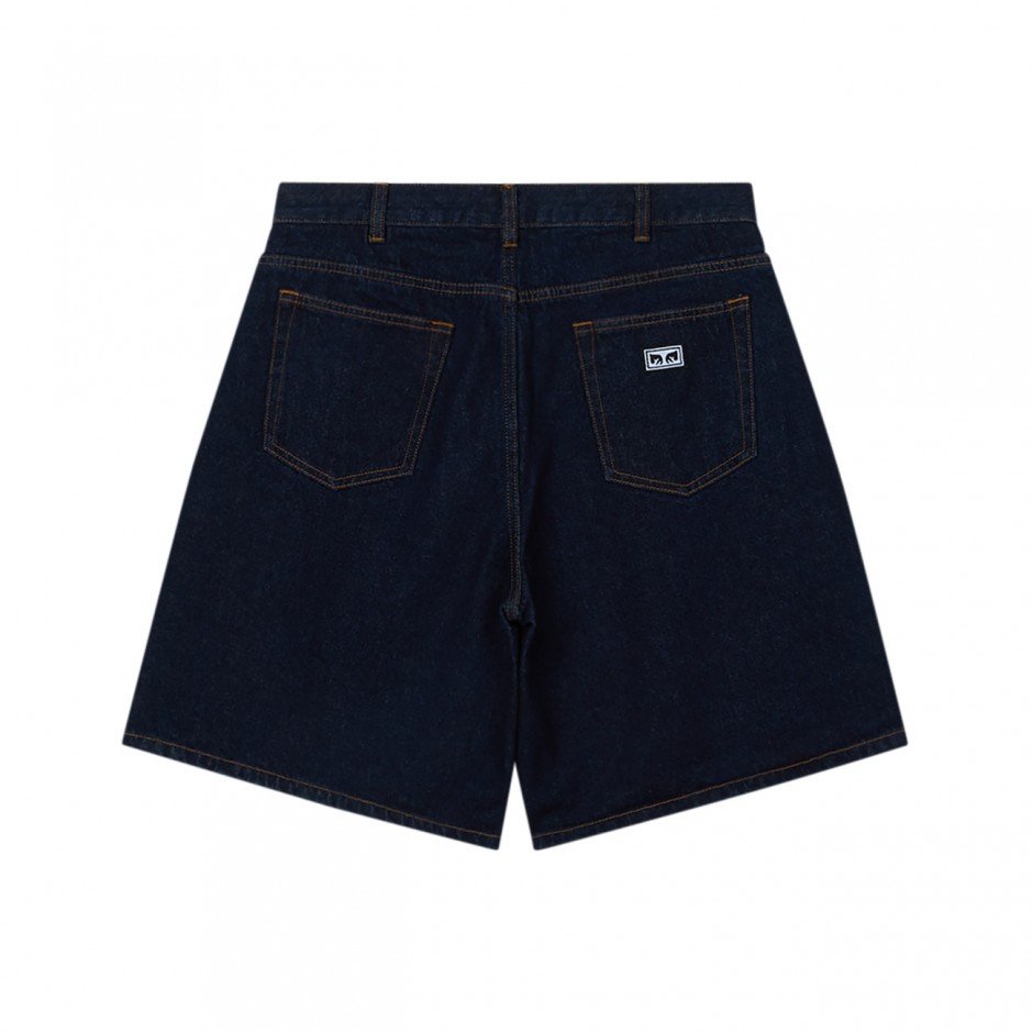 Men's Denim Shorts Blue - Obey Bigwig Baggy Denim