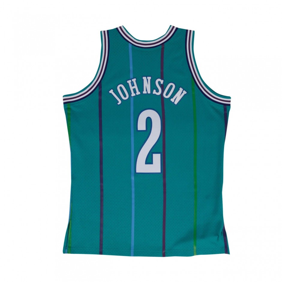 Men's NBA Jersey Turquoise - Mitchell & Ness Larry Johnson Charlotte Hornets 1992-93 Road Swingman