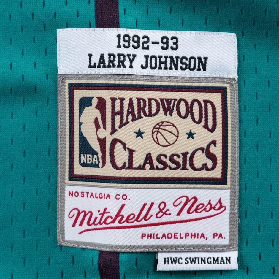 Men's NBA Jersey Turquoise - Mitchell & Ness Larry Johnson Charlotte Hornets 1992-93 Road Swingman