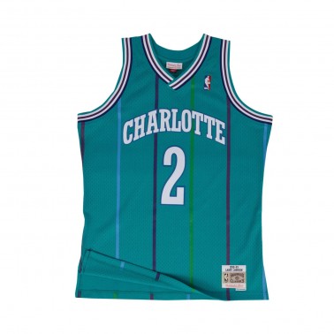 Men's NBA Jersey Turquoise - Mitchell & Ness Larry Johnson Charlotte Hornets 1992-93 Road Swingman