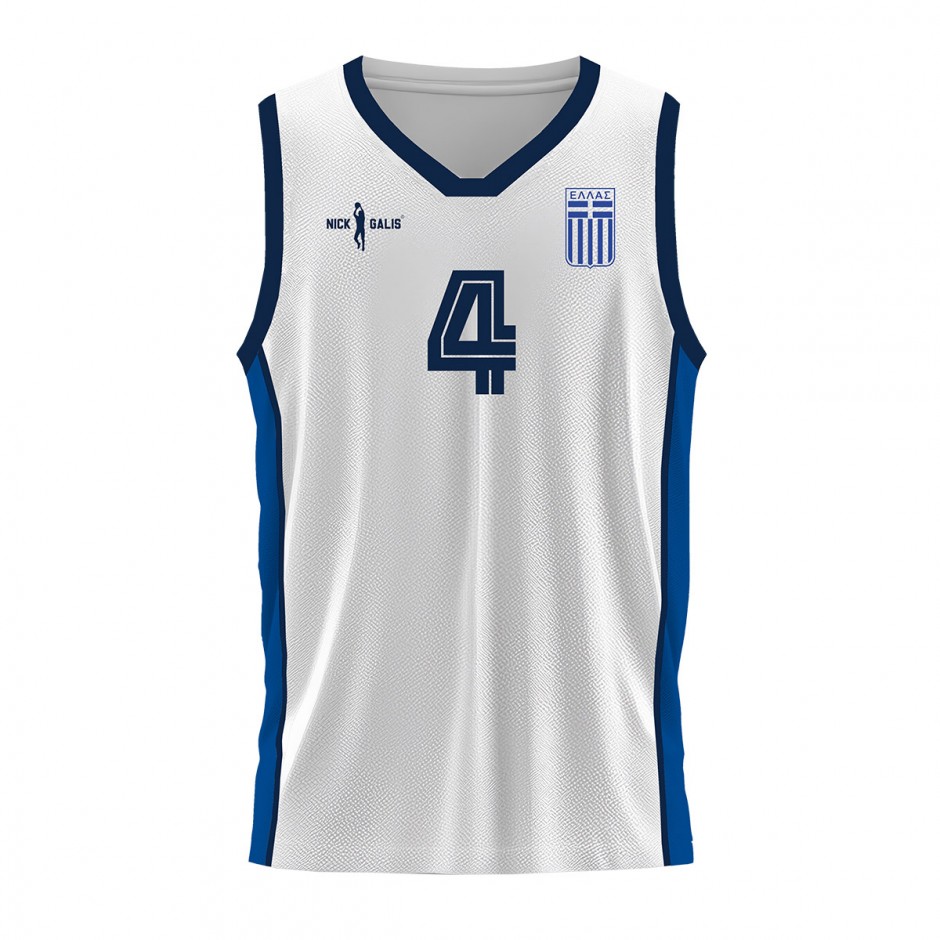 Men's Basketball Jersey White - Nick Galis The Greek No4, 1987
