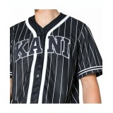 Ανδρικό Πουκάμισο KARL KANI KK SERIF PINSTRIPE BASEBALL SHIRT Μαύρο KM221-115-1-BLACK  Εικόνα 1