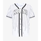 KARL KANI KK SERIF PINSTRIPE BASEBALL SHIRT KM221-115-2-WHITE/BLACK White Image 3