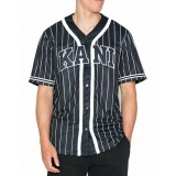 Ανδρικό Πουκάμισο KARL KANI KK SERIF PINSTRIPE BASEBALL SHIRT Μαύρο KM221-115-1-BLACK  Εικόνα 