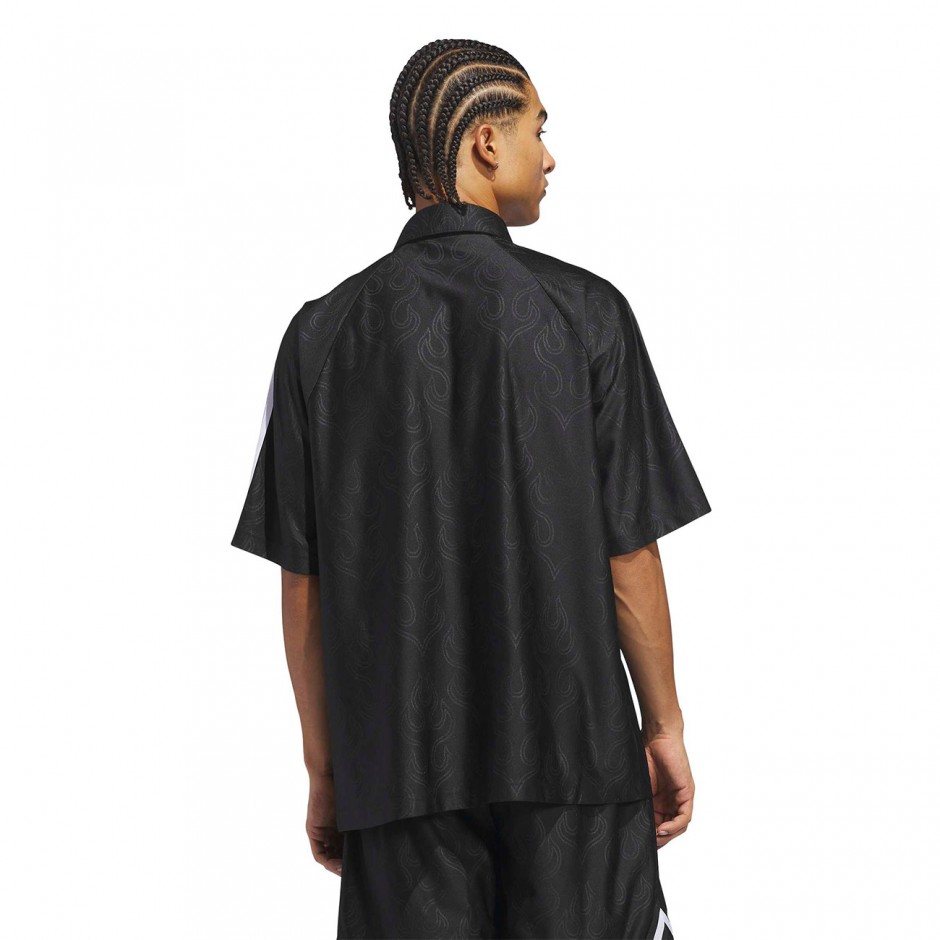 Ανδρικό Πουκάμισο Μαύρο - adidas Originals Basketball Flame Top