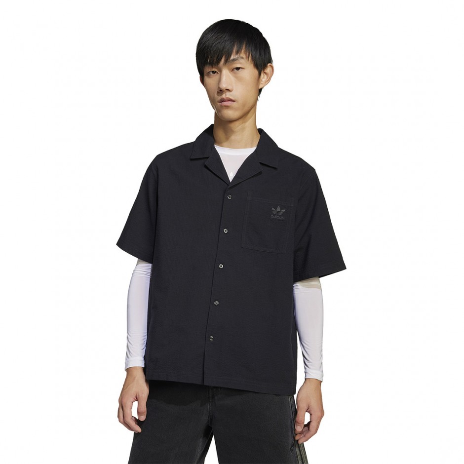 Ανδρικό Πουκάμισο Μαύρο - adidas Originals Essentials Seersucker