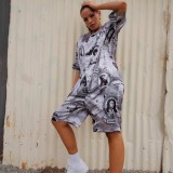 GRIMEY SUPASTAR SATIN BUTTON UP SHIRT GHS120-BLK Coal Image 5