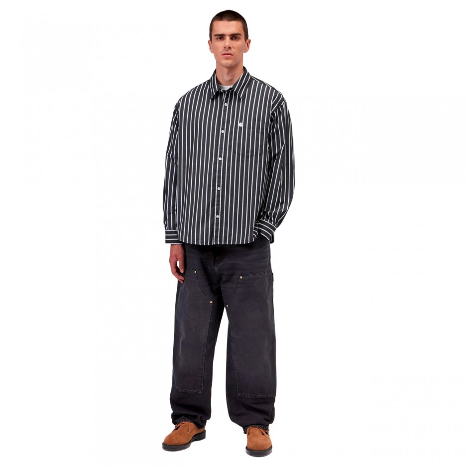Men's Shirt Black - Carhartt WIP L/S Gowan