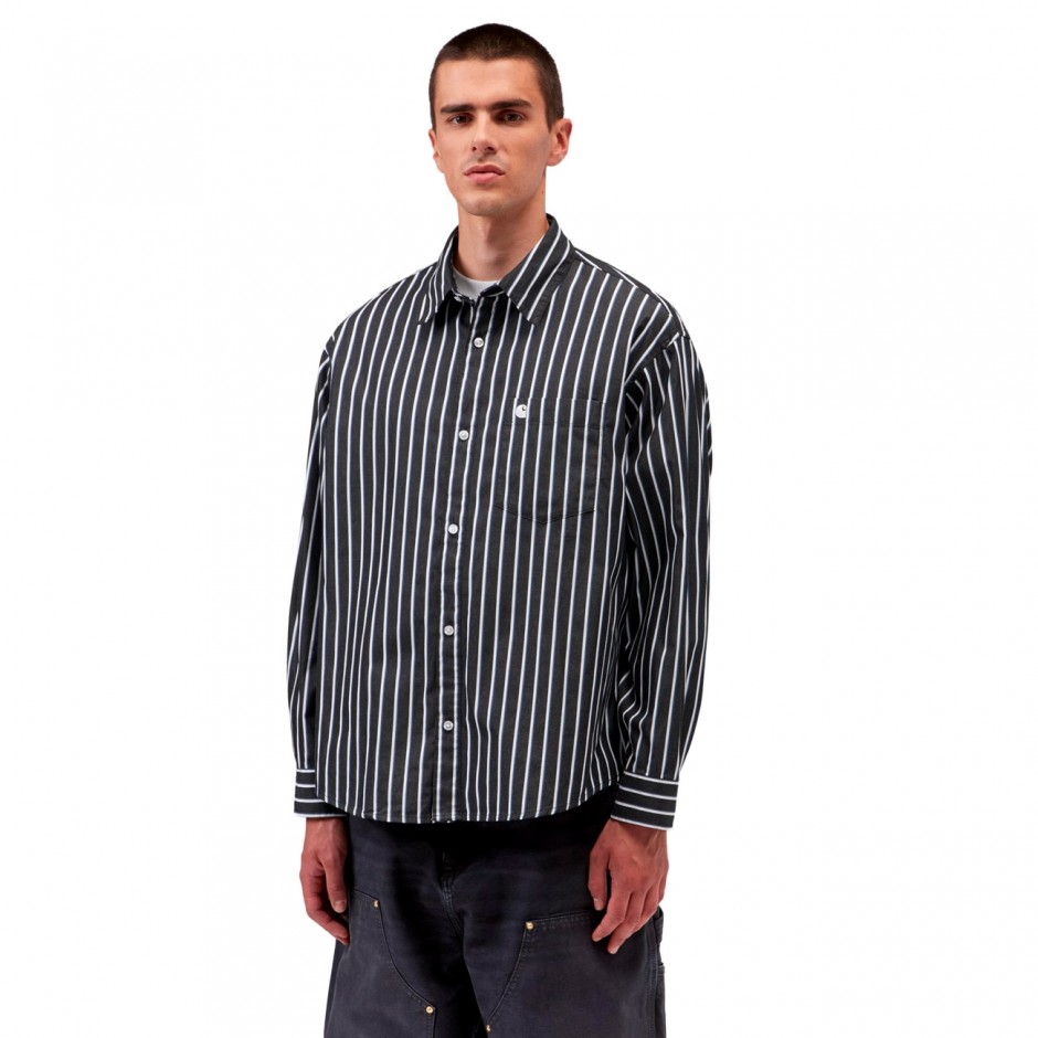 Men's Shirt Black - Carhartt WIP L/S Gowan