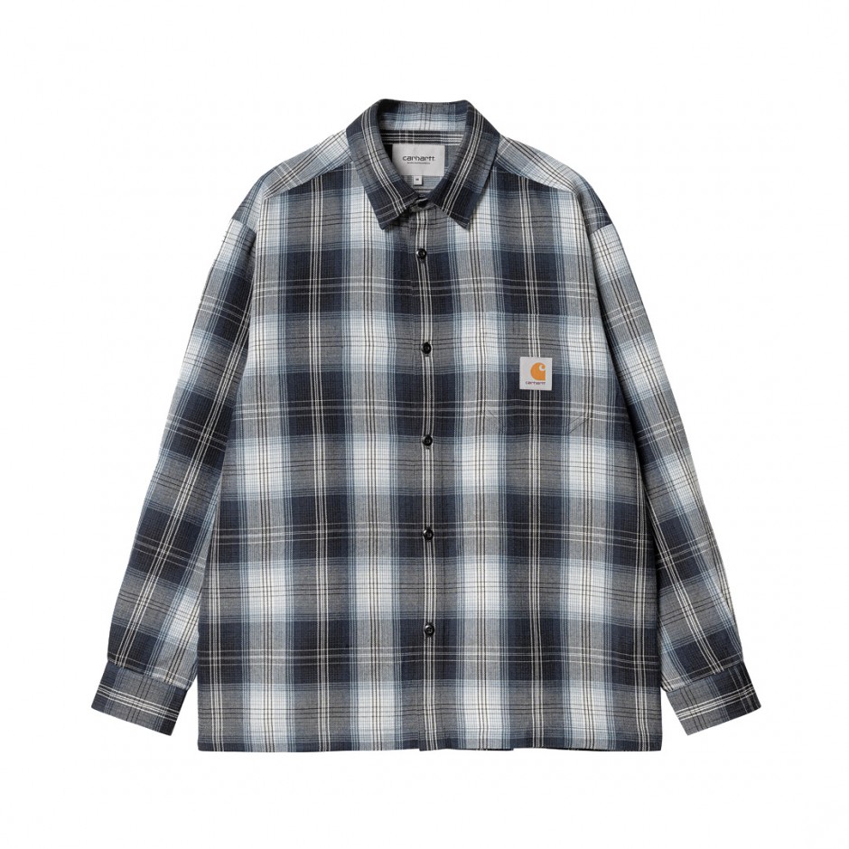 CARHARTT WIP L/S BLANTON SHIRT ACRYLIC PLAIN WEAVE I034379-2MCXX Blue